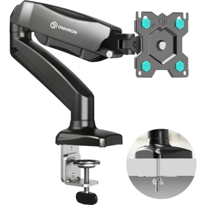 Image of ONKRON Monitor Arm Desk Mount for 13 32 Inch Screen, Single up to 8 kg Gas Stand VESA 75x75 &amp; 100x100/Height Adjustable Tilt Swivel Rotation G80 B Black