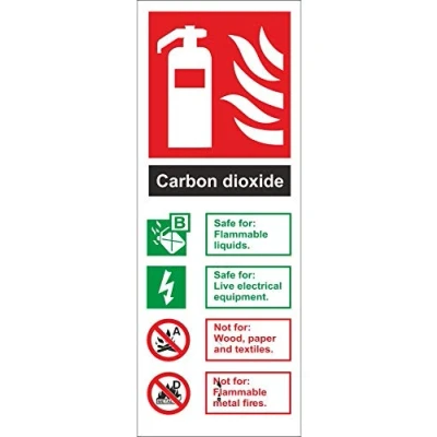 Image of Carbon Dioxide Fire ID Sign 80mm x 200mm Self Adhesive