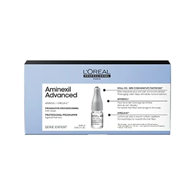 Image of L’Oréal Professionnel Advanced Dual Action Scalp &amp; Anti Thinning Hair Treatment, For Denser Looking with More Body, Serie Expert Aminexil, 10X6 ml