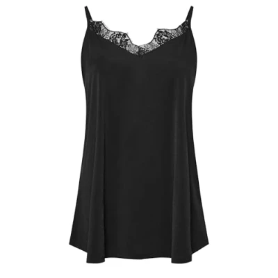 Image of EVANS Curve Lace Trim Cami Top Women&#039;s Plus Size