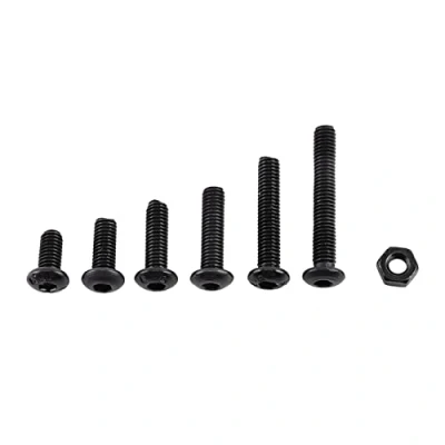 Image of Eujgoov 250pcs Button Head Hex Socket Machine Screws, M3 Black Alloy Steel Screws Bolt With Nuts Assortment (B: head)