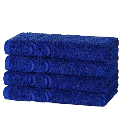 Image of DARWEN STAR Hand Towels Pack of 4 100% Egyptian Cotton 500 GSM Premier Quality Quick Dry Multipurpose Super Soft &amp; Absorbent 50 x 85 cm (Royal Blue)