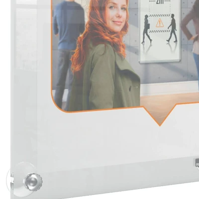Image of Nobo A4 Acrylic Wall Mounted Repositionable Poster Frame, Frameless, Portrait/Landscape, Suction Cup Pad Mounting, Premium Plus, Clear, 1915600