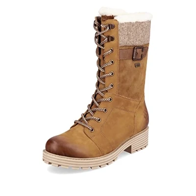 Image of Remonte Women Boots D0W72, Ladies Winter Boots,Removable Insole,Water Repellent,remonteTEX,Lined,Warm,Water Repellent,tex,Laced Boots,Braun Kombi,41 EU / 7.5 UK