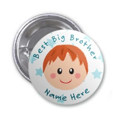 Image of Party Supplies Online Personalised &#039;Best Big Brother&#039; Pin Back badge Red Hair 59mm metal