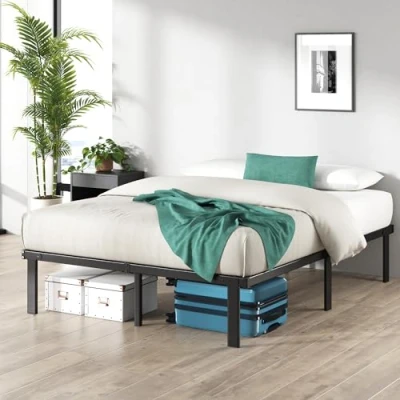 Image of Zinus Caleb Super King bed frame 180x200 cm 36cm Height Metal with Underbed storage and steel slat support Foldable Black