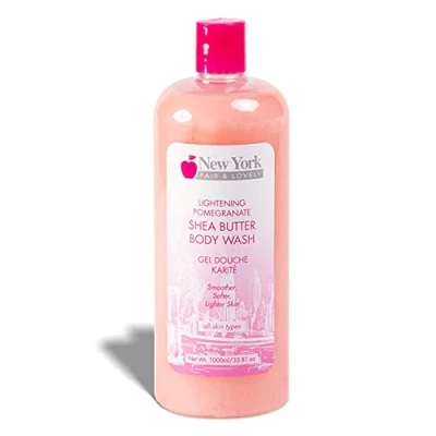 Image of New York Fair &amp; Lovely Skin Brightening Body Wash 1000ml / 33.8 Fl oz Exfoliating Shower Gel Face Cleanser GelFor Mand and Women with Shea Butter Apricot