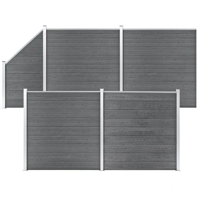 Image of vidaXL WPC Fence Set 4 Square + 1 Slanted 792x186 cm Grey
