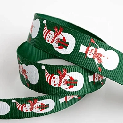 Image of Italian Options Snowmen Christmas Ribbon 16mm x 5m Green