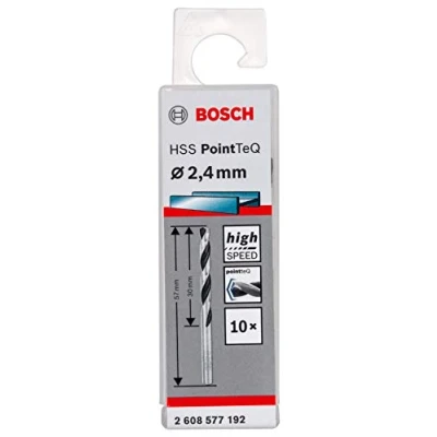 Image of Bosch Professional 10 Piece PointTeQ HSS Twist Drill Bit (for Metal, 2.4 x 30 57 mm, Driver Accessories)