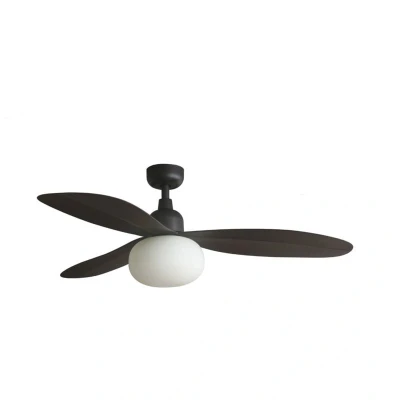 Image of Palma Medium Brown IP44 DC Ceiling Fan With E27 Light 6 Speed