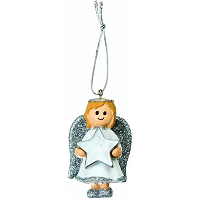 Image of Chichi Gifts Personalised Cute Silver Girl Angel Christmas Tree Decoration Ornament Bauble with LASER ENGRAVED name