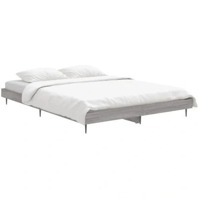 Image of vidaXL Bed Frame without Mattress Grey Sonoma 140x190 cm Engineered Wood