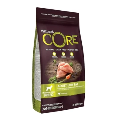 Image of Wellness CORE Adult Low Fat, Dry Dog Food, Food For Sterilised Dogs, Weight Loss and Grain Free, High Meat Content, Turkey, 1.8 kg