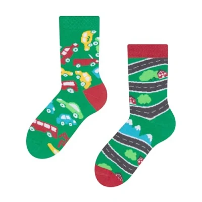 Image of Dedoles Unisex Socks for Women, Men &amp; Kids Cotton Funny Designs Football Bicycle Horses Plants Firefighter Gift Mismatched, Design: Cars, Colour: Green, Size: 6 8K UK