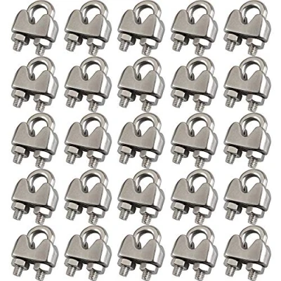 Image of Cozihom 3/16 Inch M4 Wire Rope Cable Clip Clamp, 304 Stainless Steel, U Bolt Saddle Fastener, 25 Packs