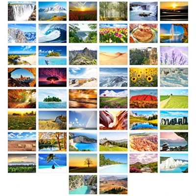 Image of Edition Seidel Set of 100 Premium Postcards Landscapes (2 x 50 Cards) Nature Sea Mountains Forests Valleys Cards Postcard