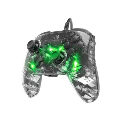 Image of PDP Afterglow Deluxe+ LED Wired Gaming Controller Licensed by Nintendo for Switch and OLED RGB Hue Color Lights See through Gamepad 3.5 mm Jack Dual Vibration Paddle Buttons