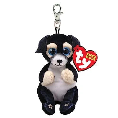 Image of Ty Beanie Bellies Clips T43113 Plush Key Holder, Ranger The Dog with Blue Eyes Glitter, Animals Soft Belly 12 cm