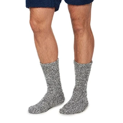 Image of Barefoot Dreams Men&#039;s Cozychic Heathered Socks One Size Slate Blue/White