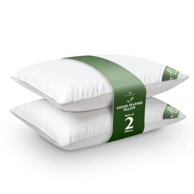 Image of GC GAVENO CAVAILIA Goose Feather &amp; Down Pillows Washable Anti Dust Mite Hypoallergenic Firm Support Pillow Pair (50x70 cm)