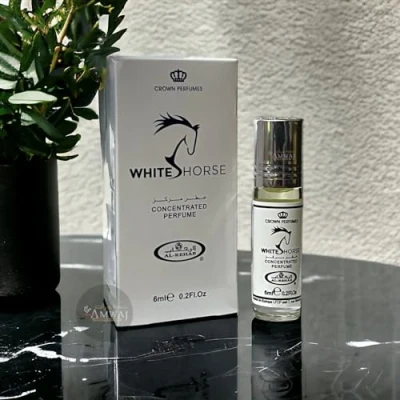 Image of white HORSE 6ml Roll on Perfume is a soft versatile fragrance that features musk. Hafsa Arabian Fragrances Ltd