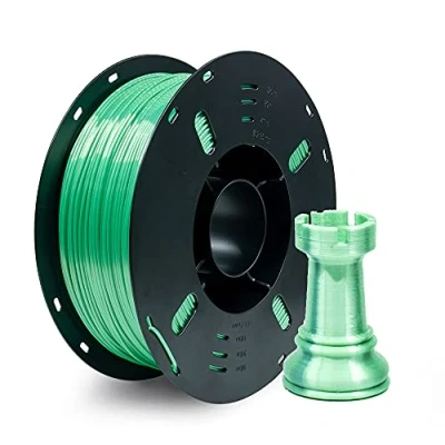 Image of Voxelab Silk PLA Filament 1.75mm 3D Printer Filament, Clog Free Shiny Printing Dimensional Accuracy +/ 0.02mm, 1kg Spool(2.2lbs), Fit Most FDM Printer, Light Green