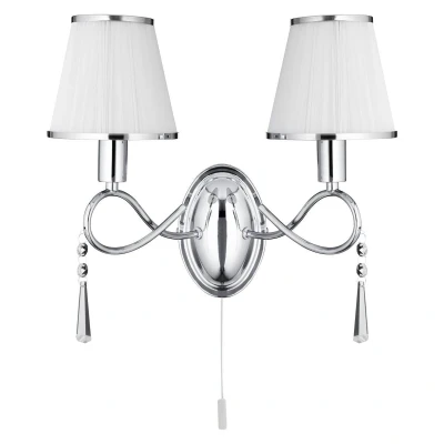 Image of Simplicity 2 Light Indoor Candle Wall Chrome, Crystal with Shades, E14