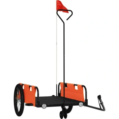 Image of vidaXL Bike Trailer Orange and Black Oxford Fabric Iron
