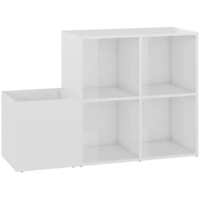 Image of vidaXL Hall Shoe Cabinet High Gloss White 105x35.5x70 cm Engineered Wood