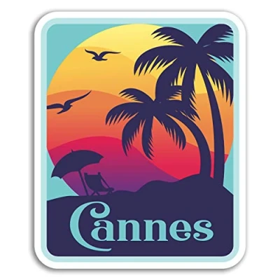 Image of 2 x 10cm Cannes Vinyl Stickers France Fun Travel Sticker Laptop Luggage #18164 (10cm Tall)