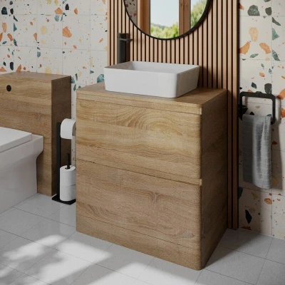 Image of Regis Forma Freestanding Wood Vanity Unit &amp; Croix White Basin 800mm