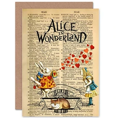 Image of Wee Blue Coo GREETINGS CARD BIRTHDAY GIFT UPCYCLE DICTIONARY ALICE WONDERLAND COLLAGE