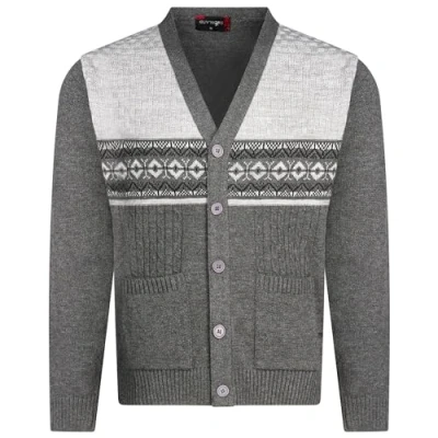 Image of Mens Knitted Long Sleeve Cardigan Classic Style V Neck Full Front Button Closure Sweater 3XL, Charcoal