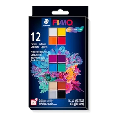 Image of STAEDTLER 8043 C12 1 FIMO Professional Oven Hardening Polymer Modelling Clay Assorted Colours (Pack of 12 x 25g Blocks), Basic farben