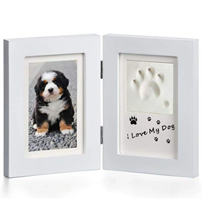 Image of Goomis Pet Picture Frame and Paw Prints Memorial Photo Kit, Keepsake Gift For Owners, Great Dog or Cat,White