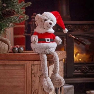 Image of Marco Paul 40cm Sitting Teddy Bear Santa Christmas Decorations Indoor Home Xmas Festive Figure Ornaments Decor