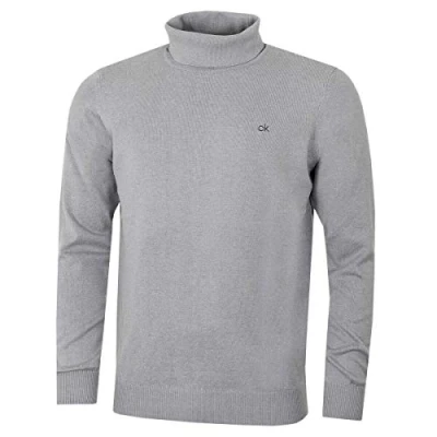 Image of Calvin Klein Mens Roll Neck Sweater Silver Marl XL