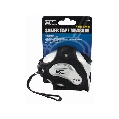 Image of Silver 7.5m x 25mm Retractable Tape Measure By Pro User
