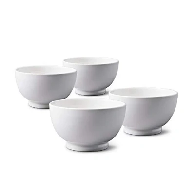 Image of WM Bartleet &amp; Sons 1750 TSET117 Traditional Set of 4 Porcelain Individual Soup, Cereal, Rice, Noodle, Salad Bowls, 14cm White