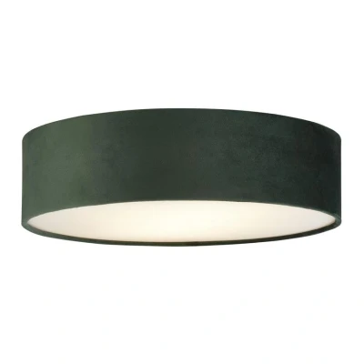 Image of Searchlight Lighting Drum Pleat 2 Light Velvet Flush Green Shade
