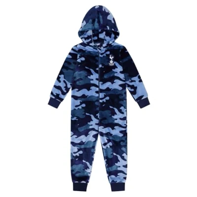 Image of Tottenham Hotspur Football Club Boys Camouflage Fleece Sleepsuit Kids Spurs All in One (9 10 Years)
