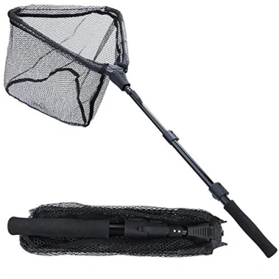 Image of Sougayilang Fishing Net Fish Landing Net, Foldable Collapsible Telescopic Pole, Durable Nylon Material Mesh, Safe Catching or Releasing BSJ115CM