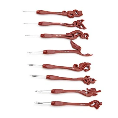 Image of hamanaka Crochet Hook Set+ Akozon Hooks 8PCS Retro Birds Unique Set Knitting Smooth Needles Tools Ergonomic Handle