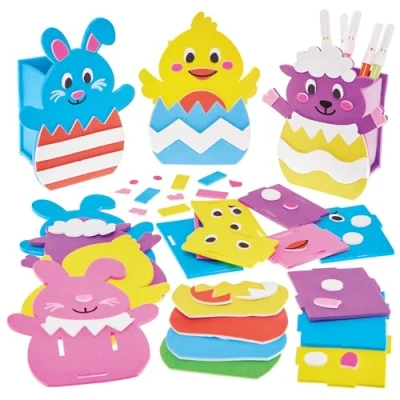 Image of Baker Ross FX968 Easter Pen Pot Kits Pack of 4, Foam Craft for Kids