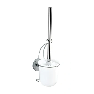 Image of WENKO 20898100 Vacuum Loc® wall toilet brush set Milazzo fixing without drilling, Steel, 10 x 36.5 12 cm, Chrome