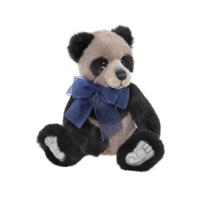 Image of Charlie Bears 2024 Chess Teddy Bear Panda Plush Toy Soft and Cuddly Collectible with Bow
