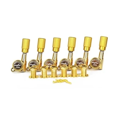 Image of Guyker Guitar Locking Tuners (6 for Left) 1:18 Pro Lock String Tuning Key Pegs Machine Head Set Replacement ST TL SG LP Style Folk Classical Acoustic Electric (GK11SP, Gold)