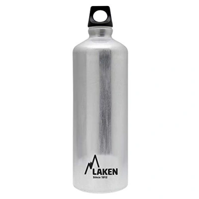 Image of LAKEN Futura Water Bottle with Narrow Mouth, Single Wall Lightweight Aluminum BPA Free, Leak Proof Screw Cap, 1 Litre,