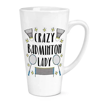 Image of Crazy Badminton Lady Stars 17oz Large Latte Mug Cup
